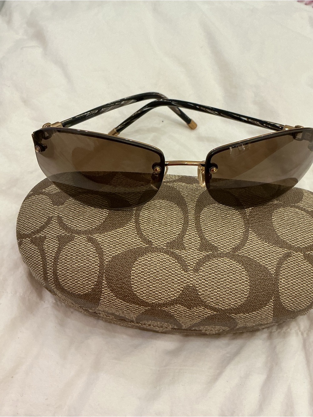Coach Brown Rimless Sunglasses with Gold Accents